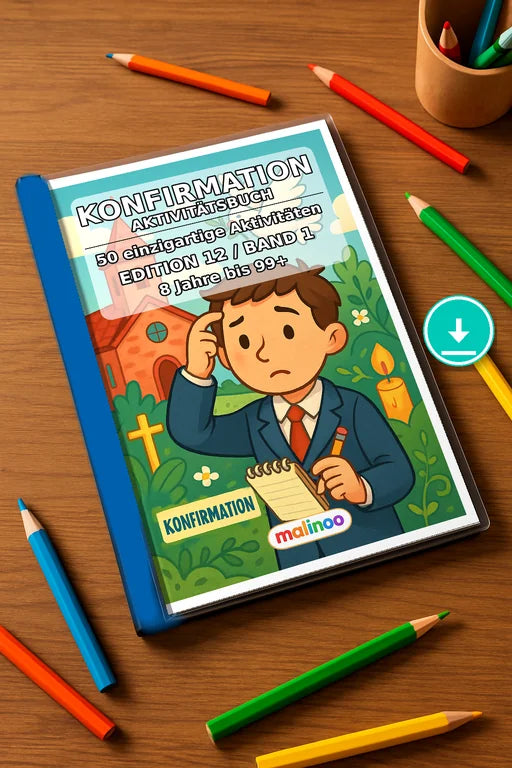 Konfirmation Aktivitätsbuch 50 Rätsel- und – Mockup-Ansicht
