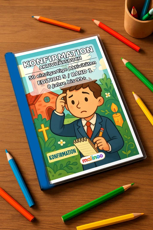 Konfirmation Aktivitätsbuch 50 Rätsel- und – Mockup-Ansicht
