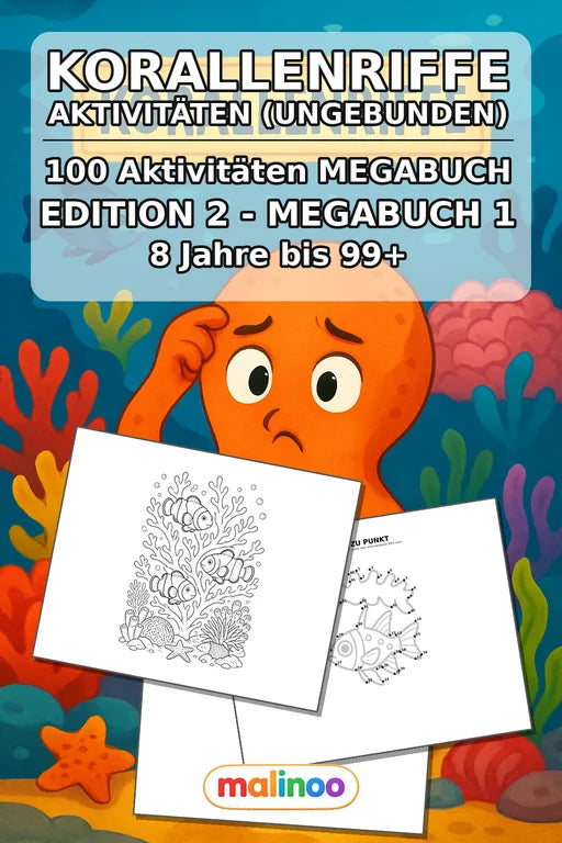 Korallenriffe Aktivitätsbuch 100 Rätsel- und Aktivitätsseiten gedruckt – Cover