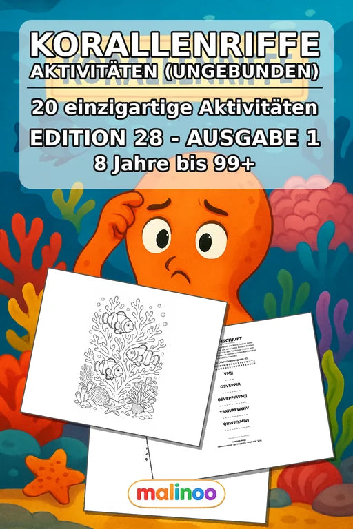 Korallenriffe Aktivitätsbuch 20 Rätsel- und Aktivitätsseiten gedruckt+ – Cover