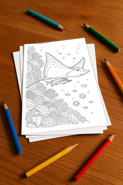 Korallenriffe Aktivitätsbuch 20 Rätsel- und Aktivitätsseiten gedruckt+ – Mockup-Ansicht