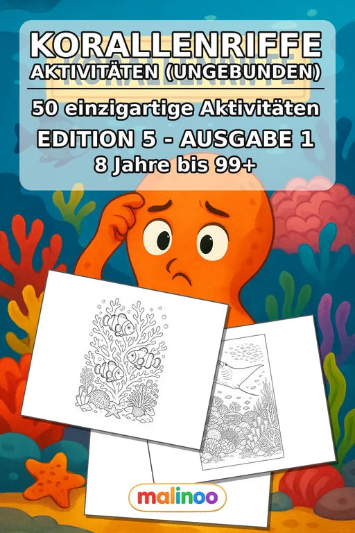 Korallenriffe Aktivitätsbuch 50 Rätsel- und Aktivitätsseiten gedruckt+ – Cover