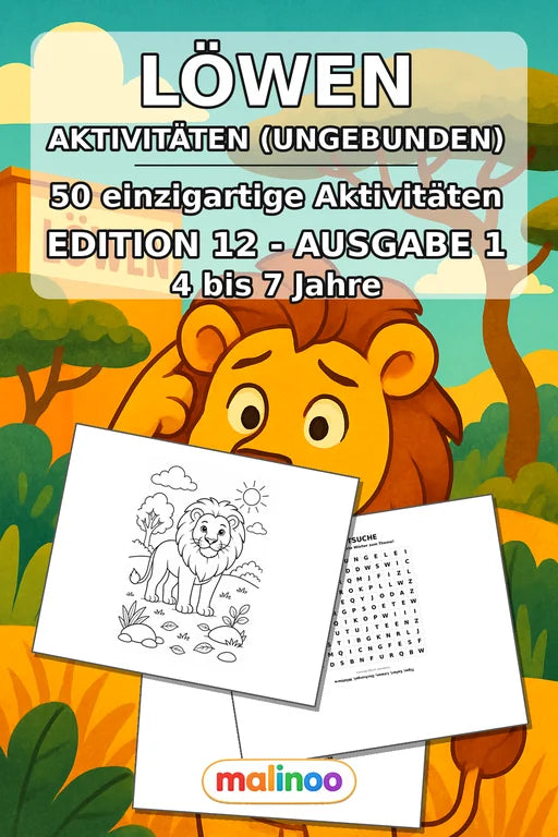 Löwen Aktivitätsbuch 50 Rätsel- und Aktivitätsseiten gedruckt+lose – Cover