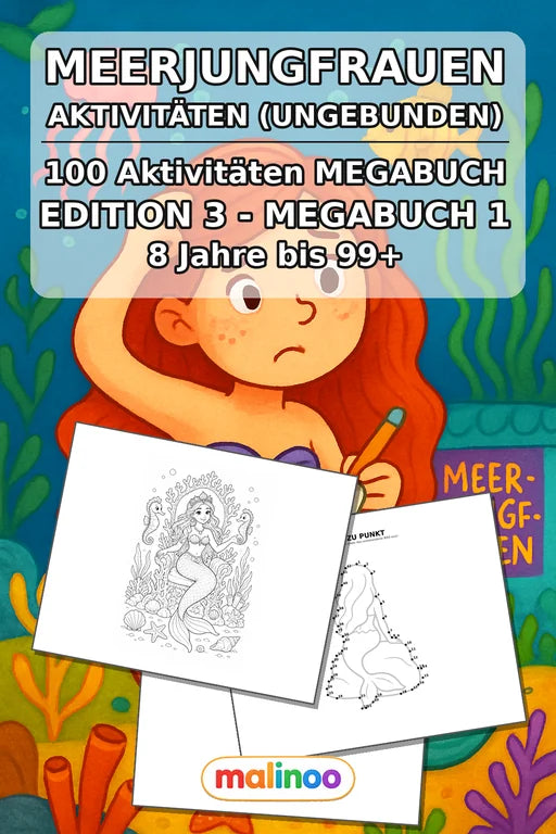 Meerjungfrauen Aktivitätsbuch 100 Rätsel- und Aktivitätsseiten gedruck – Cover