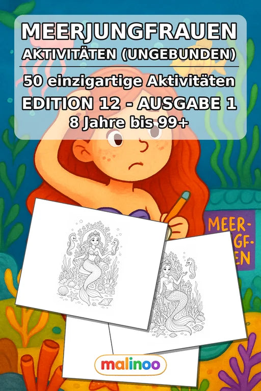 Meerjungfrauen Aktivitätsbuch 50 Rätsel- und Aktivitätsseiten gedruckt – Cover