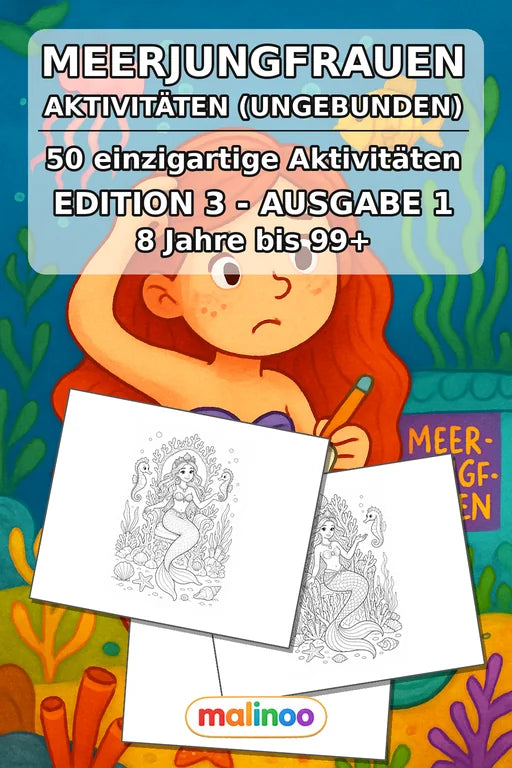 Meerjungfrauen Aktivitätsbuch 50 Rätsel- und Aktivitätsseiten gedruckt – Cover