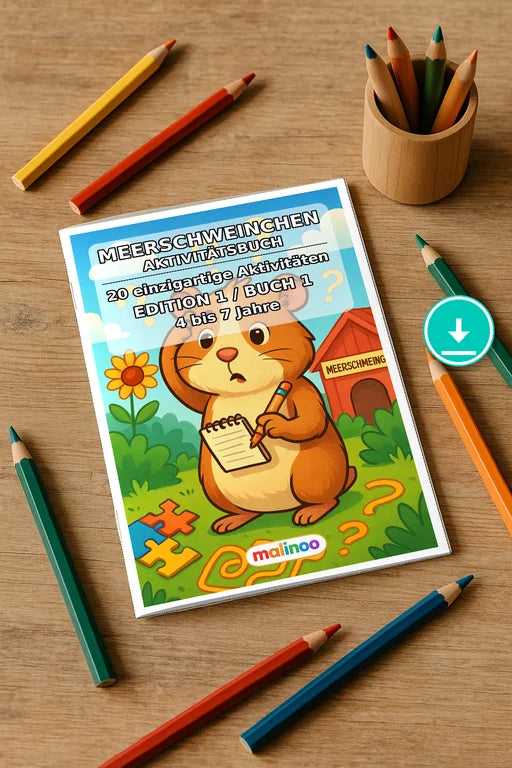 Meerschweinchen Aktivitätsbuch 20 Rätsel- und Aktivitätsseiten PDF Dow – Mockup-Ansicht