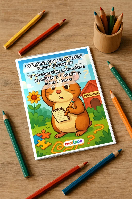 Meerschweinchen Aktivitätsbuch 20 Rätsel- und Aktivitätsseiten gedruck – Mockup-Ansicht