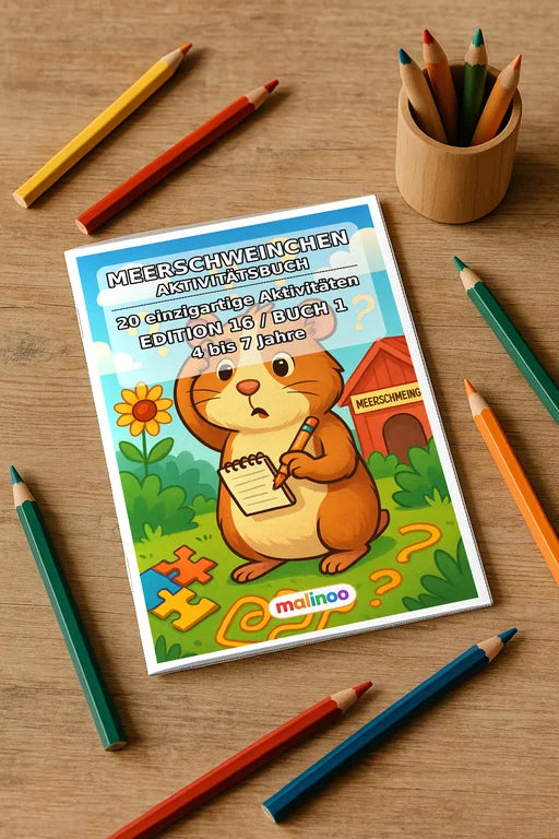 Meerschweinchen Aktivitätsbuch 20 Rätsel- und Aktivitätsseiten gedruck – Mockup-Ansicht