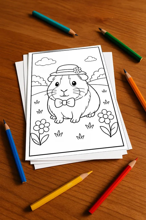 Meerschweinchen Aktivitätsbuch 20 Rätsel- und Aktivitätsseiten gedruck – Mockup-Ansicht