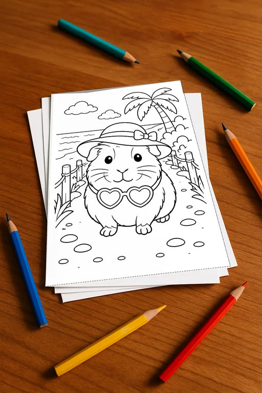 Meerschweinchen Aktivitätsbuch 20 Rätsel- und Aktivitätsseiten gedruck – Mockup-Ansicht