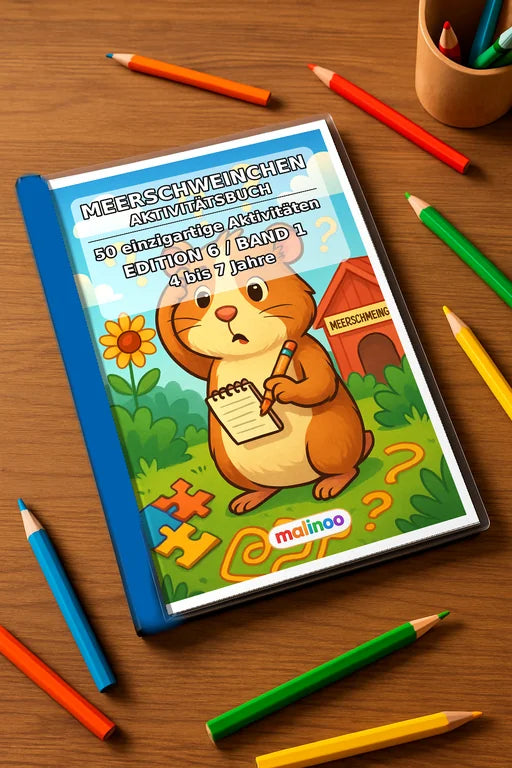 Meerschweinchen Aktivitätsbuch 50 Rätsel- und Aktivitätsseiten gedruck – Mockup-Ansicht