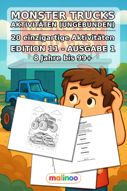 Monster Trucks Aktivitätsbuch 20 Rätsel- und Aktivitätsseiten gedruckt – Cover