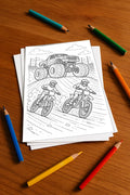 Monster Trucks Aktivitätsbuch 20 Rätsel- und Aktivitätsseiten gedruckt – Mockup-Ansicht
