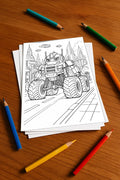Monster Trucks Aktivitätsbuch 20 Rätsel- und Aktivitätsseiten gedruckt – Mockup-Ansicht