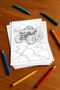 Monster Trucks Aktivitätsbuch 20 Rätsel- und Aktivitätsseiten gedruckt – Mockup-Ansicht