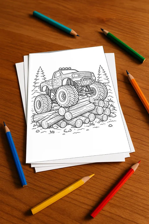 Monster Trucks Aktivitätsbuch 20 Rätsel- und Aktivitätsseiten gedruckt – Mockup-Ansicht