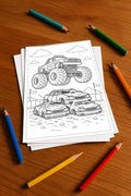 Monster Trucks Aktivitätsbuch 50 Rätsel- und Aktivitätsseiten gedruckt – Mockup-Ansicht
