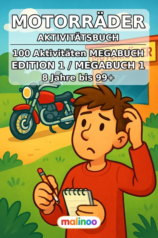 Motorräder Aktivitätsbuch 100 Rätsel- und Aktivitätsseiten gedruckt+ge – Cover