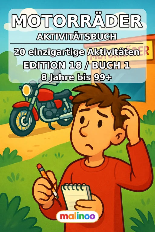 Motorräder Aktivitätsbuch 20 Rätsel- und Aktivitätsseiten PDF Download – Cover