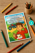 Motorräder Aktivitätsbuch 20 Rätsel- und Aktivitätsseiten PDF Download – Mockup-Ansicht