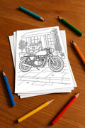 Motorräder Aktivitätsbuch 20 Rätsel- und Aktivitätsseiten gedruckt+los – Mockup-Ansicht