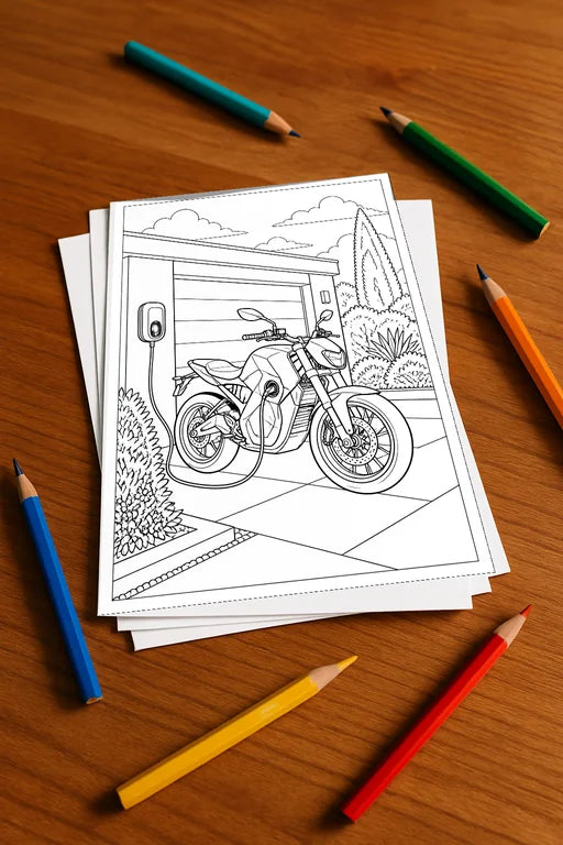 Motorräder Aktivitätsbuch 20 Rätsel- und Aktivitätsseiten gedruckt+los – Mockup-Ansicht