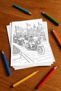 Motorräder Aktivitätsbuch 20 Rätsel- und Aktivitätsseiten gedruckt+los – Mockup-Ansicht