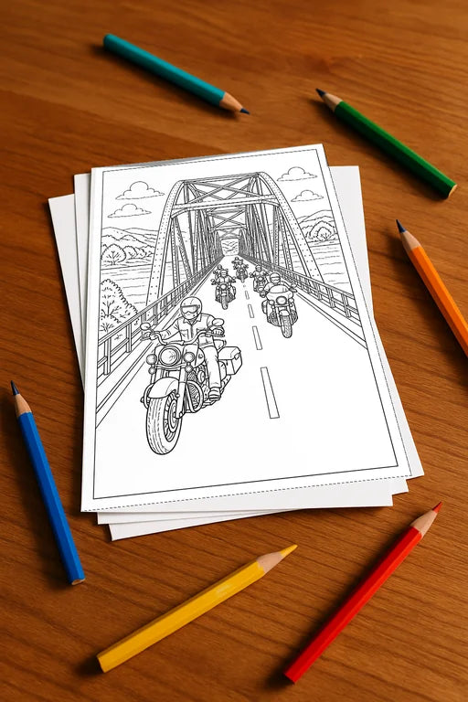 Motorräder Aktivitätsbuch 50 Rätsel- und Aktivitätsseiten gedruckt+los – Mockup-Ansicht