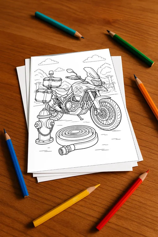 Motorräder Aktivitätsbuch 50 Rätsel- und Aktivitätsseiten gedruckt+los – Mockup-Ansicht