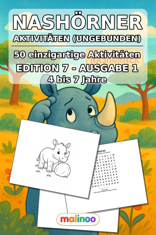 Nashörner Aktivitätsbuch 50 Rätsel- und Aktivitätsseiten gedruckt+lose – Cover