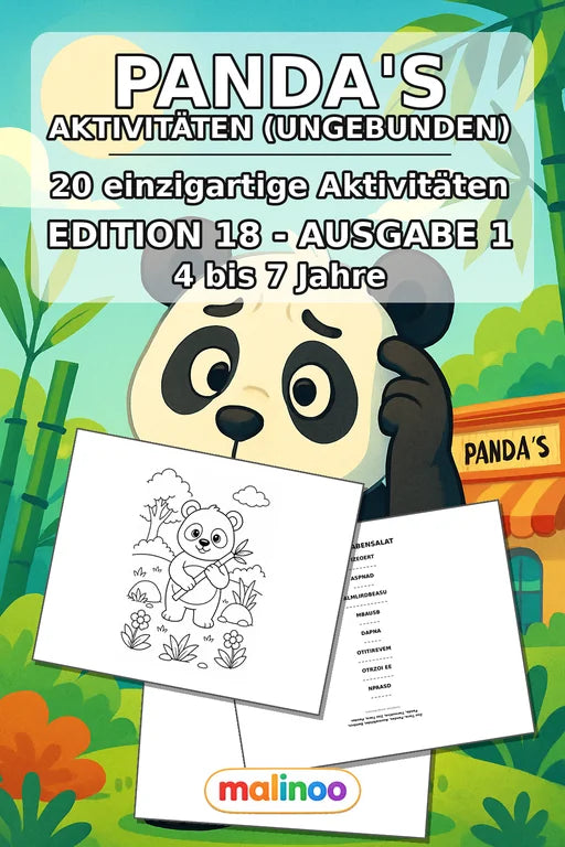Panda's Aktivitätsbuch 20 Rätsel- und Aktivitätsseiten gedruckt+lose – Cover