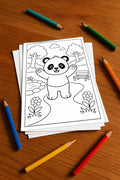 Panda's Aktivitätsbuch 20 Rätsel- und Aktivitätsseiten gedruckt+lose – Mockup-Ansicht