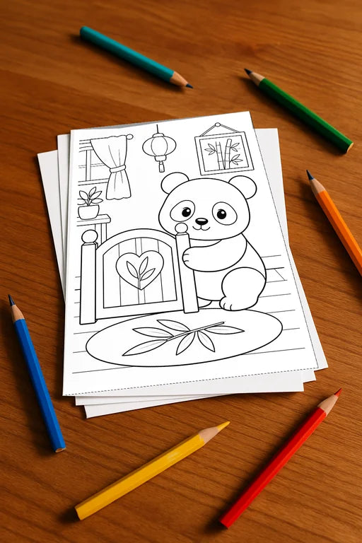 Panda's Aktivitätsbuch 20 Rätsel- und Aktivitätsseiten gedruckt+lose – Mockup-Ansicht