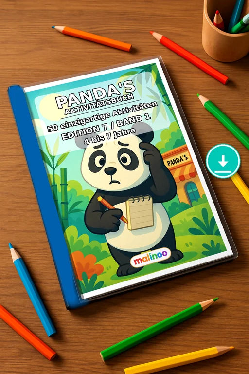Panda's Aktivitätsbuch 50 Rätsel- und Aktivitätsseiten PDF Download – Mockup-Ansicht