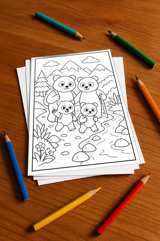 Panda's Aktivitätsbuch 50 Rätsel- und Aktivitätsseiten gedruckt+lose – Mockup-Ansicht