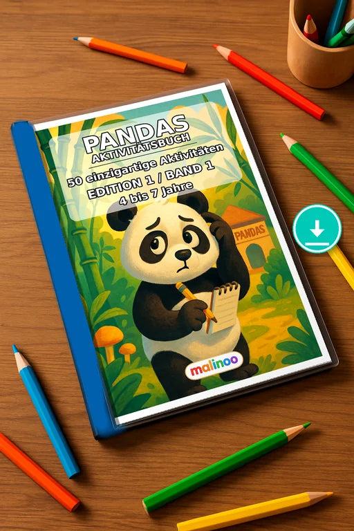 Pandas Aktivitätsbuch 50 Rätsel- und Aktivitätsseiten PDF – Mockup-Ansicht