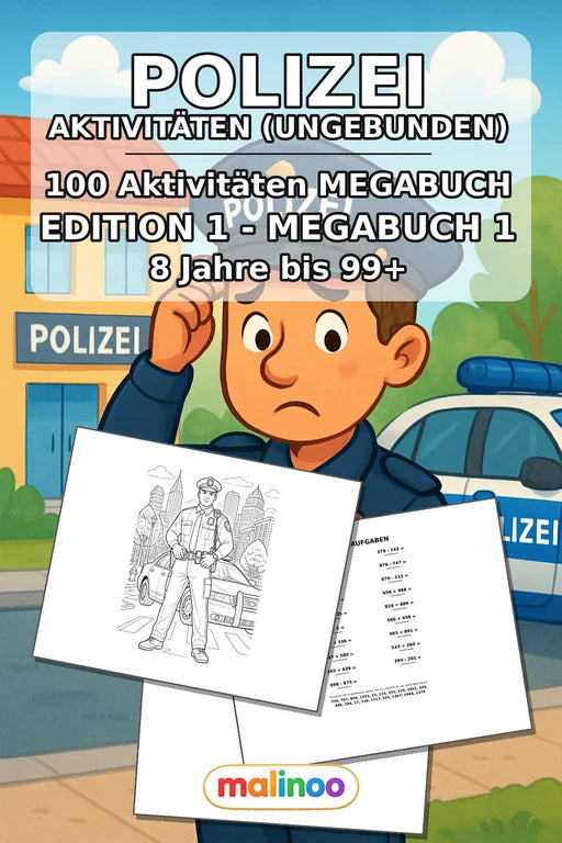 Polizei Aktivitätsbuch 100 Rätsel- und Aktivitätsseiten gedruckt+lose – Cover