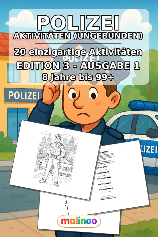 Polizei Aktivitätsbuch 20 Rätsel- und Aktivitätsseiten gedruckt+lose – Cover