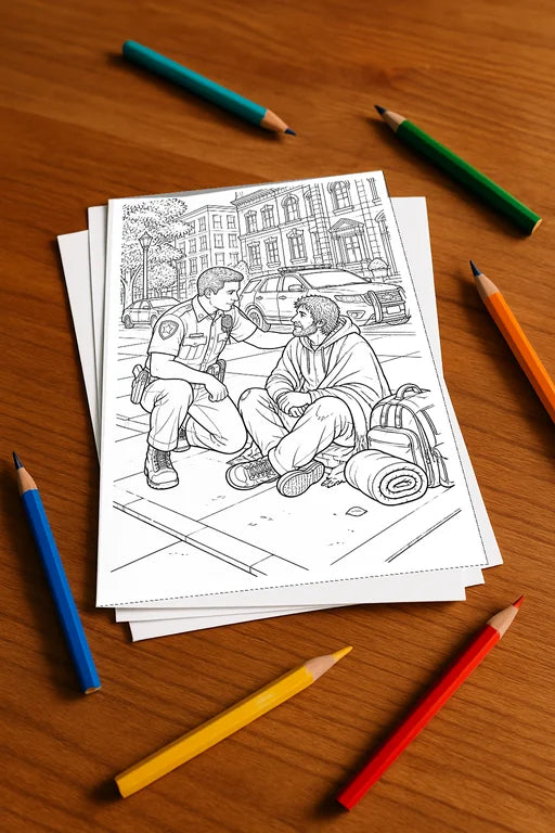Polizei Aktivitätsbuch 20 Rätsel- und Aktivitätsseiten gedruckt+lose – Mockup-Ansicht