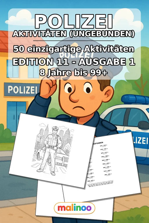 Polizei Aktivitätsbuch 50 Rätsel- und Aktivitätsseiten gedruckt+lose – Cover