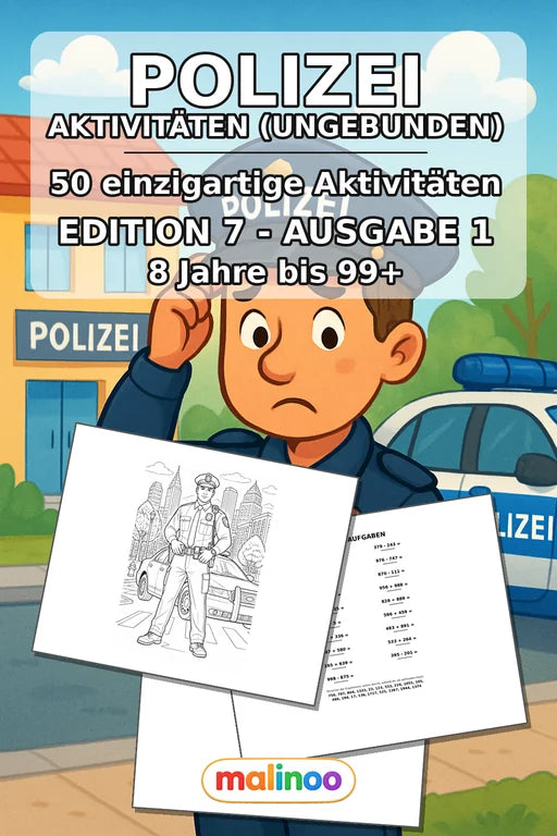 Polizei Aktivitätsbuch 50 Rätsel- und Aktivitätsseiten gedruckt+lose – Cover