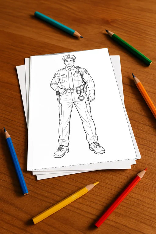 Polizei Aktivitätsbuch 50 Rätsel- und Aktivitätsseiten gedruckt+lose – Mockup-Ansicht
