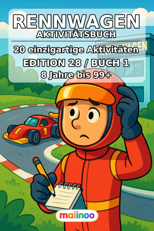 Rennwagen Aktivitätsbuch 20 Rätsel- und Aktivitätsseiten PDF Download – Cover