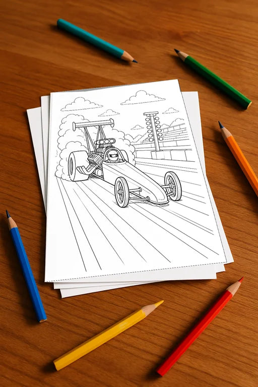 Rennwagen Aktivitätsbuch 20 Rätsel- und Aktivitätsseiten gedruckt+lose – Mockup-Ansicht