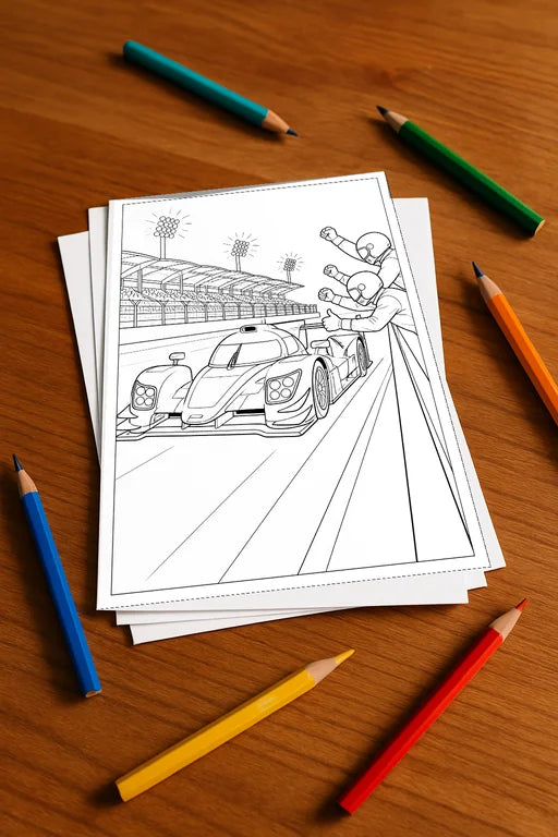 Rennwagen Aktivitätsbuch 20 Rätsel- und Aktivitätsseiten gedruckt+lose – Mockup-Ansicht