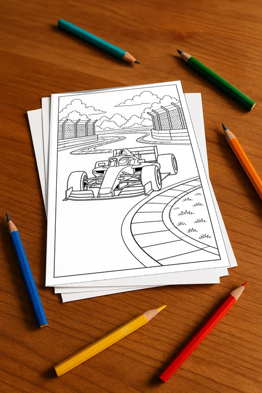 Rennwagen Aktivitätsbuch 50 Rätsel- und Aktivitätsseiten gedruckt+lose – Mockup-Ansicht