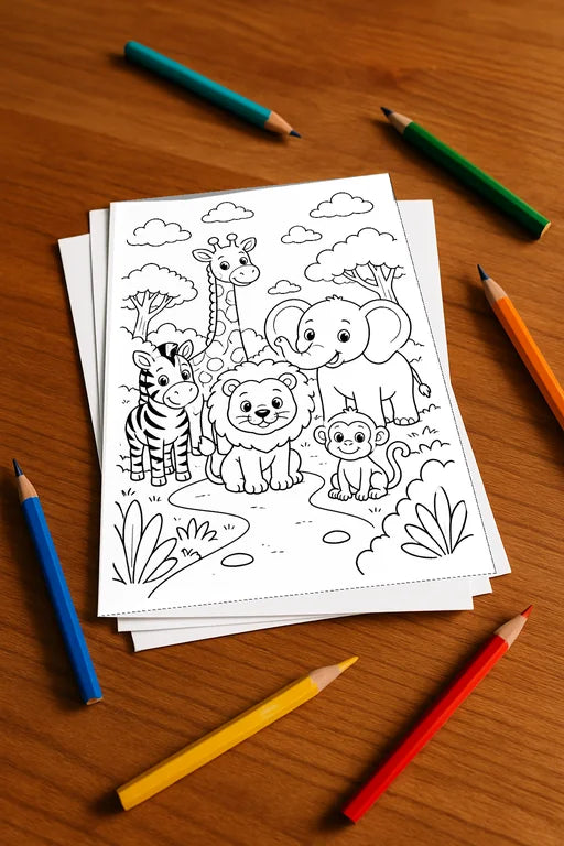 Safari-Tiere Aktivitätsbuch 20 Rätsel- und Aktivitätsseiten gedruckt+l – Mockup-Ansicht