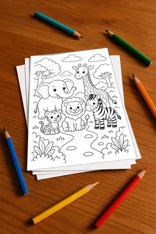 Safari-Tiere Aktivitätsbuch 20 Rätsel- und Aktivitätsseiten gedruckt+l – Mockup-Ansicht