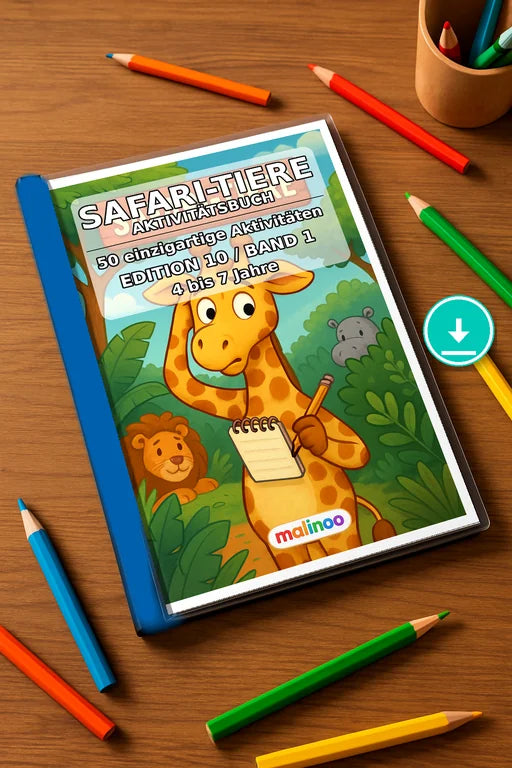 Safari-Tiere Aktivitätsbuch 50 Rätsel- und Aktivitätsseiten PDF Downlo – Mockup-Ansicht
